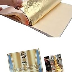 UGLS Gold Leaf 16x16 Metallic Foil Sheets (100-Sheets) for Gilding, Home Decoration, Art & Crafts, Painting Arts Crafts Nails and DIYS IG6LS (#2.5 Gold)-image-24