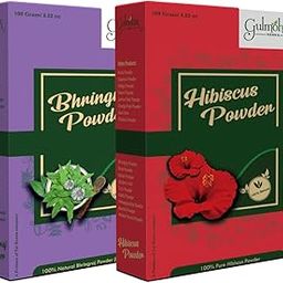 Gulmohar 100% Organic Bhringraj Powder and Hibiscus Powder For Hair Care and Skin Care 100g Each-image-22