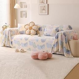 HOKIPO Soft and Cozy Fully Covered Sofa Cover Blanket Throw for All Sofa Types, Milk Velvet Plush- Phil Blue Bear, 3 Seater (AR-5213-D4)-image-8