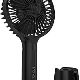UN1QUE X3 Mini Portable Fan - Powerful Brushless Motor Fan with Large Blades, 3-Speeds, Noise-Canceling Design, Detachable, USB Rechargeable Fan with Base (Black)-16