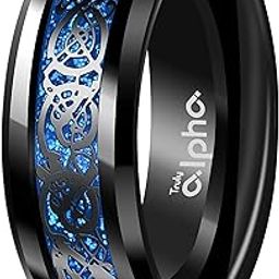 Mens Rings - Celtic Dragon Wedding Band | 8mm Mens Titanium Wedding Bands | Beveled Edges Men's Rings | Polished Titanium Rings For Men | Mens Wedding Band | Carbon Fiber Wedding Rings For-image-69
