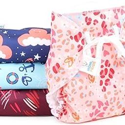 Mom's Pride Waterproof Padded Langot | Cotton Cloth Nappy with Gentle Elastics & Soft and Dry Layer on top Compatible Baby Weight 5-10 kg (L)-31