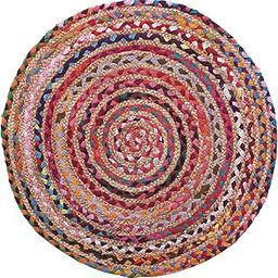Kuber Industries Handmade Braided Area Rug|Organic Natural Jute Door Mat|Carpet for Bedroom,Living Room,Dining Room,65x65 cm,(Multicolor)-image-19