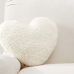 Blue Monkey Wool Faux Fur Cozy Teddy Curly Heart Shape Pillow (35x25 cm)-image-14