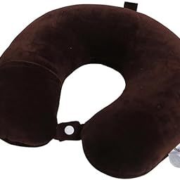 Adjustable 360 Degree Support Brown Round Luxury Neck Pillow:Extra Soft Neck Support with Washable Cover for Improved Sleep Travel in Airplane for Sleeping Men and Women-39