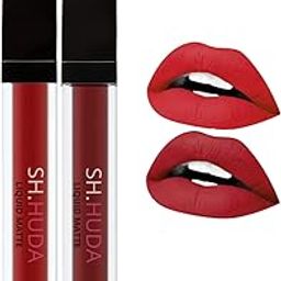 SH.HUDA Professional Beauty Maroon Edition Long Lasting Liquid Matte Lipsticks (Maroon + Coffee)-38