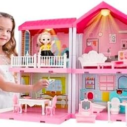 JALKAR Doll House Creative Edition with Accessories Included (Multicolour, 108 Pieces) Best Birthday Gift|Pretend Play Set for Kids Age 3+ (Doll House 108PIC )-image-82