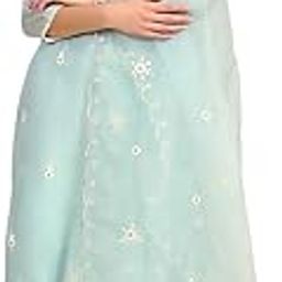 Women Teal Chanderi Unstitched Suit Set_FREE SIZE-image-24