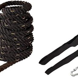 AZUKA® Polypropylene Battle Rope with Anchor Strap for Gym, Battle Rope for Home, Heavy Battle Rope, 1.5 Inches Diameter (50 FT, Black-Yellow)-image-17