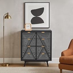 Bold Black Geometric 4-Drawer Chest – Modern Printed Storage-image-16