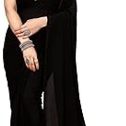 SAREES Women's Regular Fit Solid Plain Bollywood Georgette Saree with Matching Blouse Piece | Stylish, Comfortable & Fancy Saree for Weddings, Parties, Casual Outings, Festivals | Ideal for Gift-picture-17