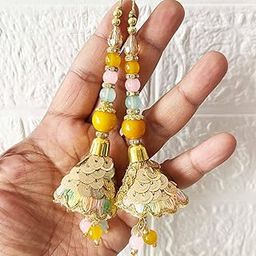 Adikala Craft Store Handmade Work Ethnic Sequin Tassel Latkan Set of 2 for Saree Pallu, Designer Blouse, Dupatta and Lehenga (Multi Color D3)-image-29
