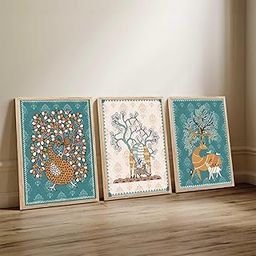 walllane Gond Art Wall Poster With Frame Home Décor Wall Painting For Living Room Office Bedroom Size (10X13 inch)-image-1