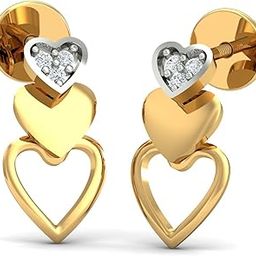 14KT/18KT Yellow Gold Diamond Layered Heart Stud Earrings for Women-image-47