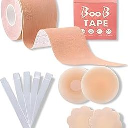 ™ 5M Boob Tape with 10 Nipple Pasties, 2 Silicone Nipple Cover & 36 Fashion Tape for Clothes | Multipurpose BodyTape | Breast Push Up & Lift Lingerie Tape Multicolour-picture-39