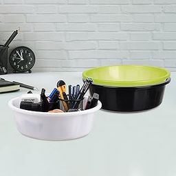 Pack of 3 Desk Organizer | Stationery Organizer | Multipurpose Organizer | Office Supplies for Pen-Pencil-Staplers | Desktop Organizer | 6 LTR | Black & Green & White-image-76