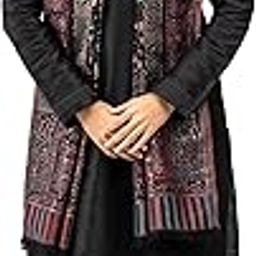 Men Faux Pashmina Kani Stole with Mughal Artwork and Zari Accents, Warm and Soft, 28x80 inch-image-46