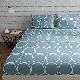 Huesland by Ahmedabad Cotton 144 TC King Size Bedsheet Cotton with 2 Pillow Covers | 108 x 108 inches (Blue)-image-4