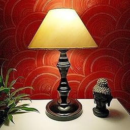 M2 Look Round Conical Shade Modern Premium Designing Black Metal Base Table Lamp for Bedroom | Living Room | Home Decoration | Drawing Room | Study Room | Bedside | Gifting Purpose (Pack of 1)-10
