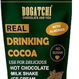 BOGATCHI Real Drinking Cocoa with Almonds |NO Sugar Drinking Chocolate | Tasty | Vegan |Gluten Free| Dark NO Sugar Drinking Chocolate | Cocoa Powder |200g-image-83