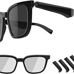 Smart Glasses with Wand Stick,No Leaking Voice, Bluetooth Smart Sunglasses,HiFi 3D Surround,Dual-Mic Noise Cancellation, Music/Game Mode, Detachable Frame (Square-framed, Black+Transparent Lens)-42