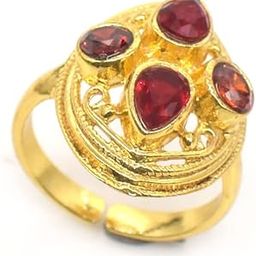 Nimbark Red Garnet Quartz Gemstone Gold Plated Jewelry Stylish Ring Adjustable-image-24