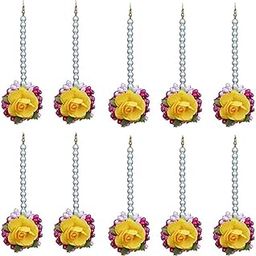 Flower mang tikka for haldi mehndi ceremony-image-64