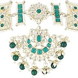 Gold Plated Metal Traditional Floral Kundan Pearl Studded Rajasthani Sheeshphool/SheeshPatti for Women-image-35