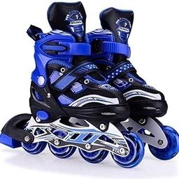 AHVI Inline Skates, Adjustable Inline Roller Skates for Boys Kids & Girls, 7 to 14 Years Unisex Outdoor Skating Shoes Roller Blades with Led Flash Lights Featuring Wheels for Skating (Blue)-image-78