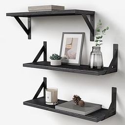 TrendAtoZ Wooden Floating Shelves for Wall, Wall Mounted Hanging Shelf for Bedroom, Kitchen | Metal Wall Shelves for Books, Plants and Home Decor | Modern Wall Racks for Living Room & Office (Black)-image-92