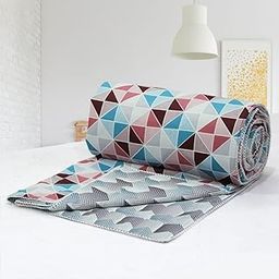 Cotton 144 TC Lace Bordered Reversible Dohar, Double, Blue & Maroon-image-81