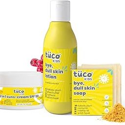 TuCo Kids Dull Skin Kit - Soap (60 gm x 2), Lotion (200 ml) & Sunscreen (50 gm), Safe, Paraben Free & Sulfate Free for Ages 3-15 (Combo Pack of 3)-image-45
