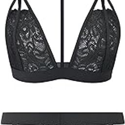 Women's Floral Lace Lingerie Set, Halter Bralette and Matching Brief | Soft, Sexy & Comfortable-image-75