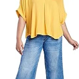 globus Gloplus Women Collared V-Neck Extended Sleeves Self Design Plus Size Top-picture-42
