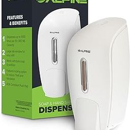 Alpine Industries Liquid Soap & Hand Sanitizer Dispenser, Surface Mounted, 800 ml Capacity (White)-image-18