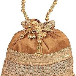 Designer Golden Polti Bag Pearl Handle and Tassel Ethnic Purse Women’s/Girls's Handbag for Party, Casual, Bridal-image-12