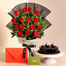 Fnp Touch Of Luxury Red Roses Bouquet Truffle Cake-image-29