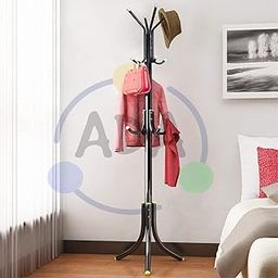Wrought Iron Coat Rack 12 Hooks Hanger | Creative Fashion Bedroom for Hanging Clothes,Bag,Hat,Scarf Shelves, Wrought Iron Modern Racks Standing Coat Rack (Black)-image-69