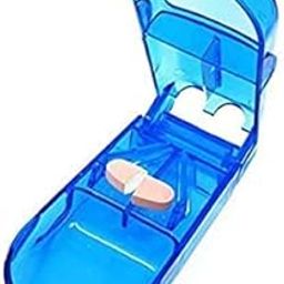 Leaflet transparent Medicine Pill Case Tablet Cutter Splitter Divide Safe Storage Compartment Box, Cuts Pills, Vitamins, Tablets, Stainless Steel Blade, Travel Sized, Multicolor- (Pack of 1-picture-15