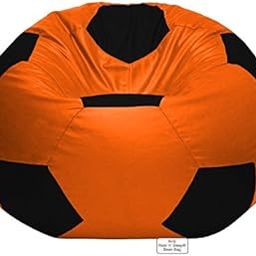 RnS Rest 'n' Sleep - Football Bean Bag Chair for Living Room, Bed Room for Relaxing Cover Only Sports (XXXL, Black/Orange)-image-59