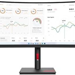 Lenovo ThinkVision 34"/86.4cm Curved Wide QHD Monitor (3440 x 1440) Resolution | Height Adjustment | USB 3.2 Type-C | USB hub | Ethernet Port | 99% sRGB Delta E<2 | 1xHDMI 2.0 | Black-19