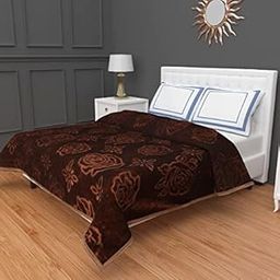 HANUMANT Mink Floral Embossed Super Soft Heavy Bed Velvet for Winter Blanket Quilt (Coffee, Single Bed)| TC - 250-image-8