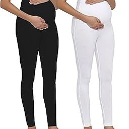 Cotton Lycra Stretchable Maternity Leggings with Adjustable Waist (Pack of 2)-image-53
