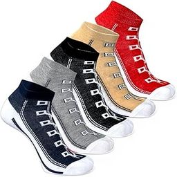Premium 5 Pure Premium Cotton Pairs Multicolour Ankle Length Socks Durable Free Size All Season Sof Breathable For Men & Women Stretchable Anti Odur Sweat Free Anti Slip-image-29