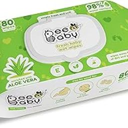 BeeBaby Fresh Aloe Vera Baby Wet Wipes with Plastic Lid - 1 Pack of 80 Pieces-image-48