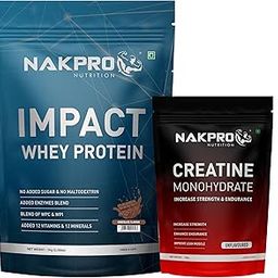 NAKPRO Impact Whey Protein Supplement Powder Combo (1 kg with Creatine, Chocolate)-30