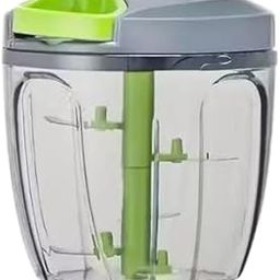 Manual Food Chopper Set, 1000 ml Vegetable Cutter, 2-Piece Combo Pack with Stainless Steel Blades, White-image-95