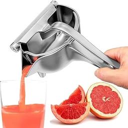 Big Hand Press Metal Lime Juicer Machine Aluminium Steel Manual Fruit Squeezer Citrus Orange Juicer Instant Heavy Duty Multipurpose For All Fruits/Ergonomic Handle Design Metal Gap - Silver-7