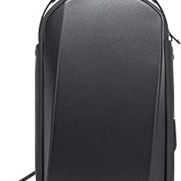 Water Resistant TPU Unisex Travel Crossbody Sling Bag Chest Pack with USB charging (Black)-image-2