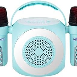 Wireless Bluetooth Karaoke Lantern Speaker with 2 Wireless Mic, Color Changing Disco Effect LED, 4 Voice Changing Feature, Also Connects USB, Aux, Tf Card, U Disk & Blutooth 5.1, Blue-36